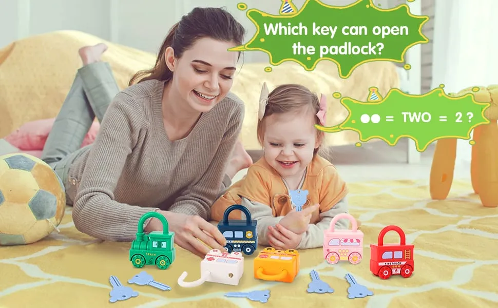 Number Recognition Matching Lock and Key Train Set - 6 pieces