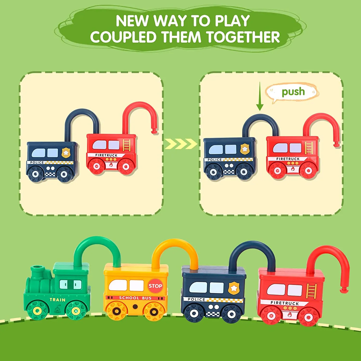Number Recognition Matching Lock and Key Train Set - 6 pieces