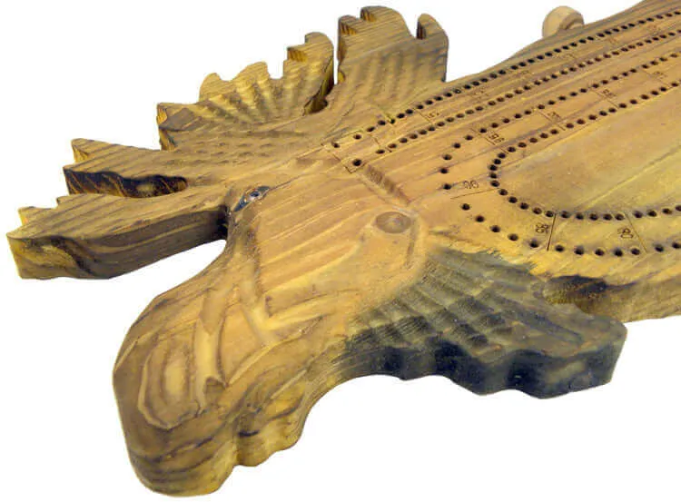 NWL Hand-Carved Moose Cribbage Board
