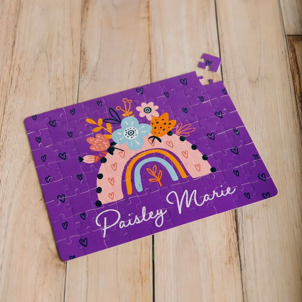 Personalized Boho Rainbow Puzzles for Kids