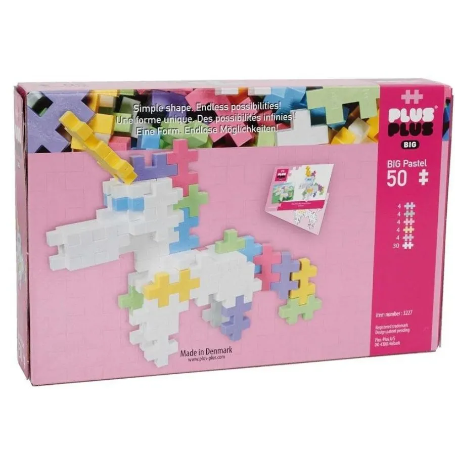 Unicorn Building Set - Plus-Plus Big Blocks, Pastel Colors, 50 Pieces