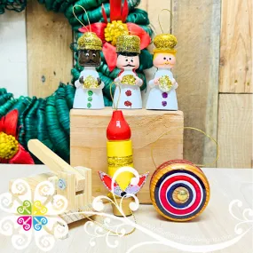 Set of 6 Mexican Navidad - Wood Ornaments