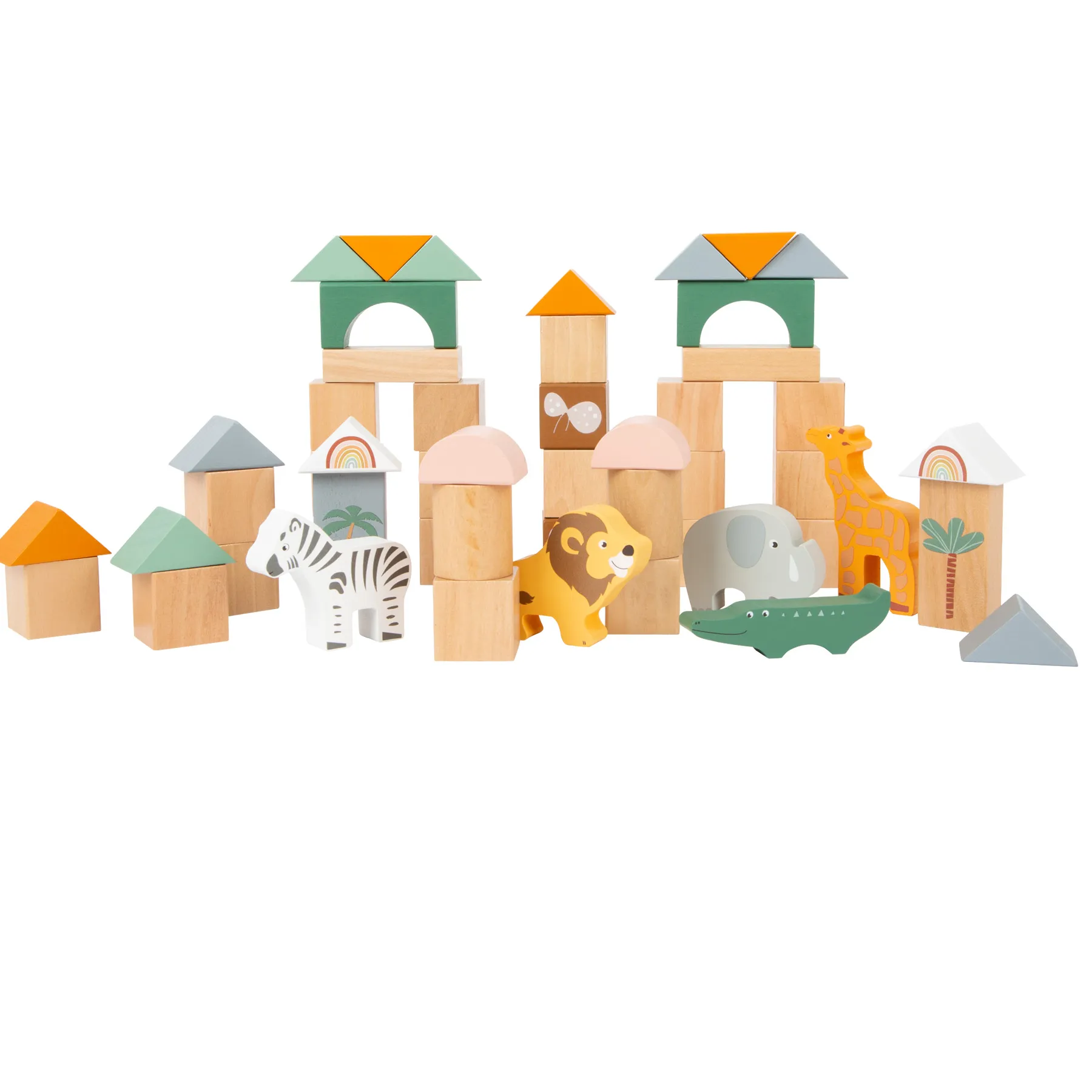 Small Foot Wooden Building Blocks Safari 50 Pc