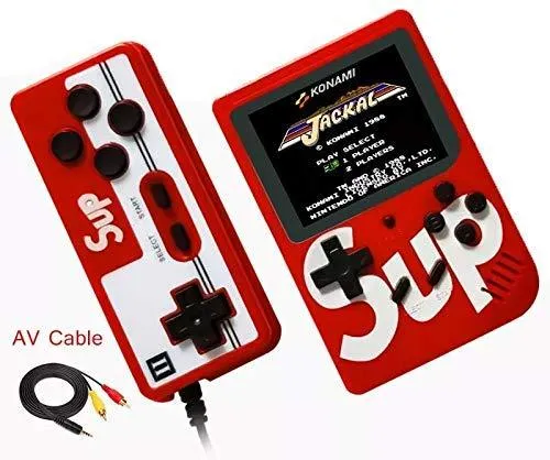 Sup 2 Player Video Game with Rechargeable Battery Handheld Console Colorful LCD Screen Portable Game with Remote Control with 400 in 1 Games
