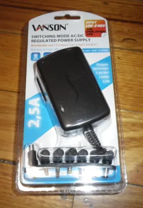 Universal 3-12Volt 2.5amp Switchmode AC Adaptor - Part # SMP-27WME