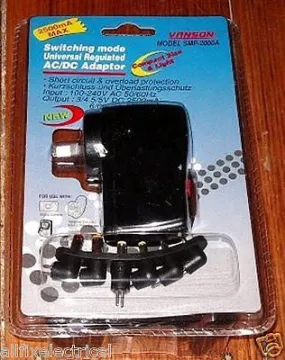 Universal 3-7Volt 2.5amp Switchmode AC Adaptor - Part # SMP-2000A
