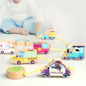 Wooden Vehicles Beads Stringing Blocks
